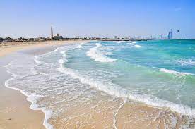 The sea lapping at a beach in Dubai